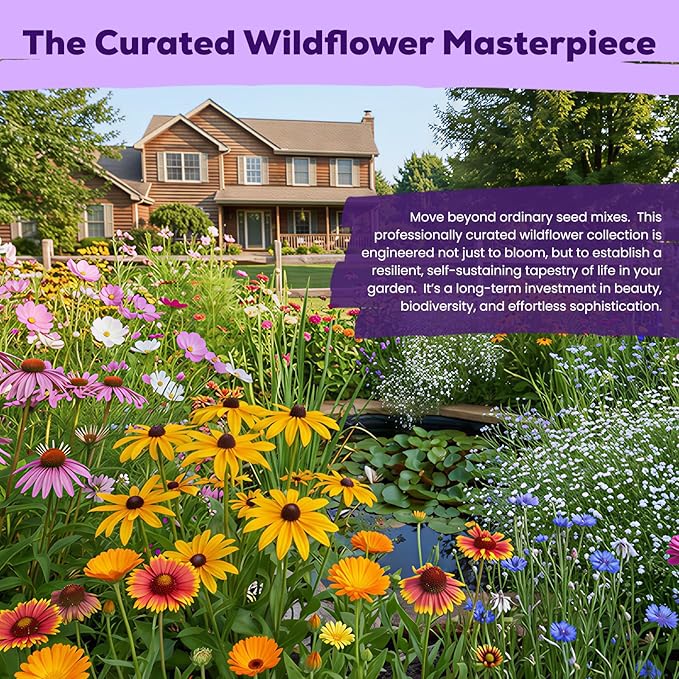 200,000+ Wildflower Seeds Bulk (4oz) – 16 Varieties Perennial & Annual Mix, Non-GMO Heirloom Seeds, Attract Bees, Butterflies & Hummingbirds, High Germination for Indoor/Outdoor Pollinator Garden