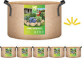 YSSOA 5-Pack 15 Gallon Grow Bags Heavy Duty Thickened Nonwoven Aeration Fabric Pots with Handles, Cloth Pots for Plants, Vegetable, Flower, Tomato Potato