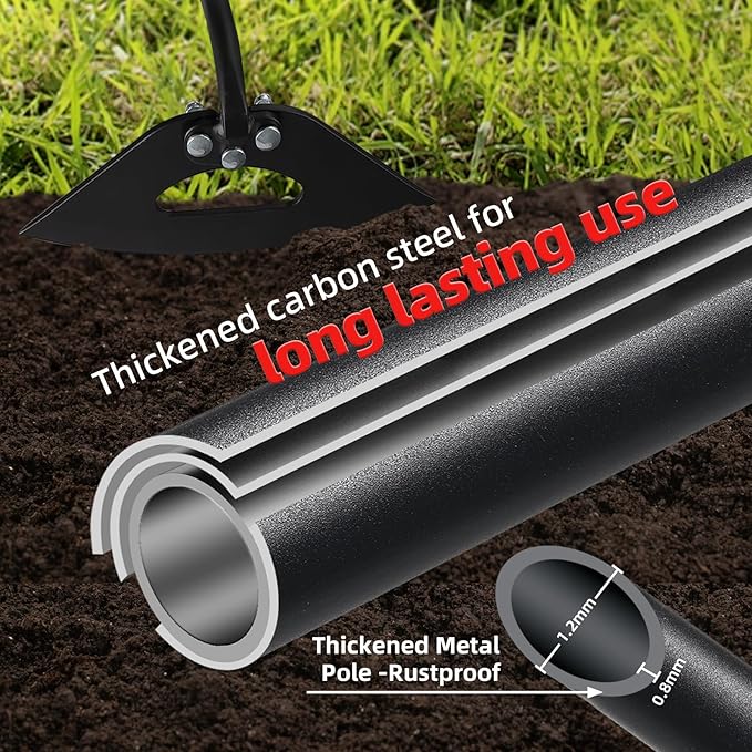 Hollow Garden Hoe - Heavy Duty Triangle Weed Hoes for Gardening,42" Adjustable Long Handle, Sharp Blade Hand Weeding Tool for Vegetable Gardens, Flower Beds, Lawn Edges & Tight Spaces