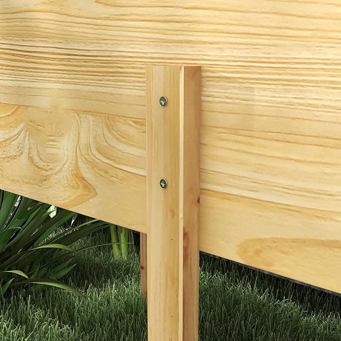 Outsunny Wooden Raised Garden Bed with Legs, Large Elevated Planter Box with Bed Liner and Drain Holes for Vegetables Flowers Herbs, Outdoor and Indoor, 7.4' x 1.8' x 2.6', Natural Wood