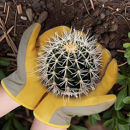Gardening Gloves, Garden Gloves for Women and Men, Thorn Proof Working Gloves, Durable Leather Work Garden Gloves for Yard & Outdoor Work, Golden, L