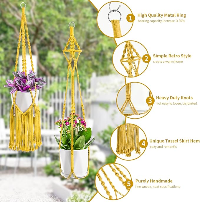 SFENNGPET Macrame Plant Hangers, 6Pack Hanging Planters for Indoor Plants w/ 6 Set Hangers Kit Handmade Macromay Plant Hangers Indoor Flower Pots Holder Stand for Boho Home Décor (POTS NOT Included)