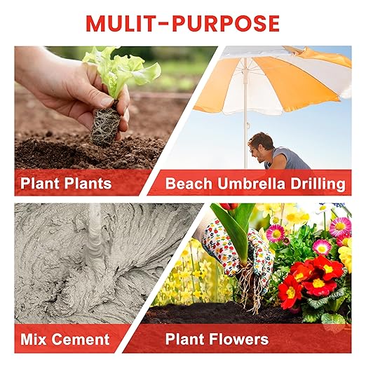 TCBWFY 4"x12" Auger Drill Bit for Planting Digging Holes,Garden Plant Flower Bulb Auger Spiral Drill Rapid Bulb Planter Earth Auger Bit Post or Umbrella Hole Digger for 3/8"Hex Drive