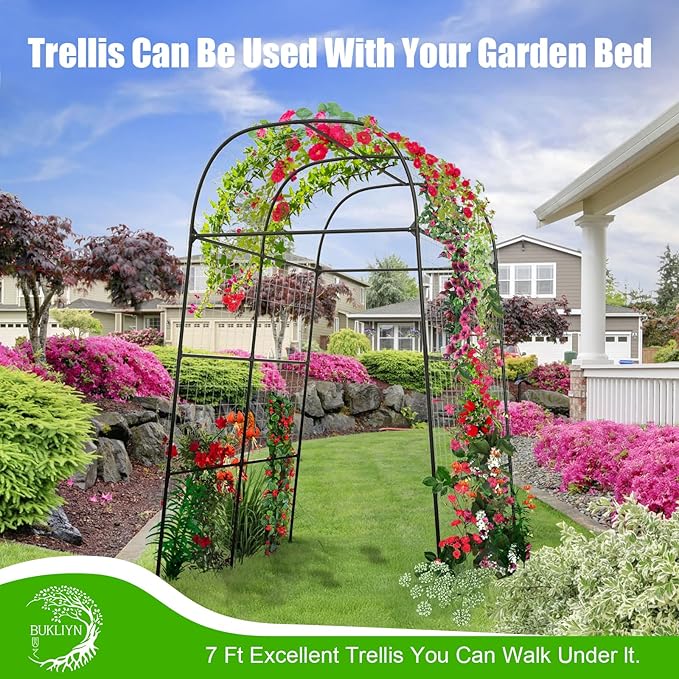 Garden Arch Trellis for Climbing Plants Outdoor - Cucumber Trellis for Raised Bed, Size:71 * 87 inch, Garden Trellis for Climbing Plants, Cucumber, Vegetable, Tomato, Flowers