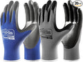 COOLJOB 20 Pairs Nitrile Dipped Safety Work Gloves with Grip, Non-slip Rubber Coated Bulk Garden Gloves for Men, Heavy-duty Oil Resistant for Truck Driver, Warehouse Box Handler, Medium, Gray Blue