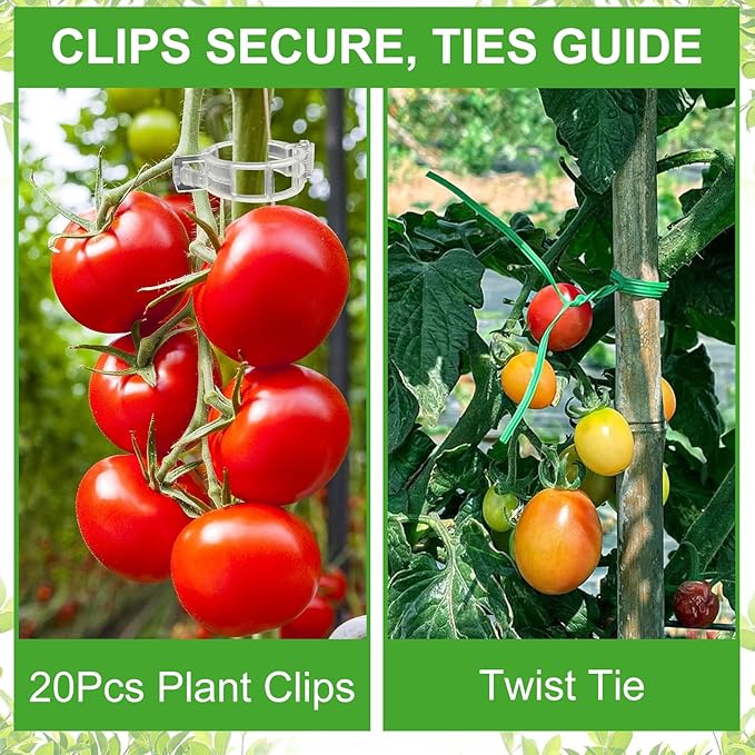 3 Pack Tomato Cages with Clips & Garden Wire, Outdoor Heavy Duty Square Tomato Plant Support Trellis for Climbing Vegetables, Flowers, Fruits, Garden (41.5 Inch)