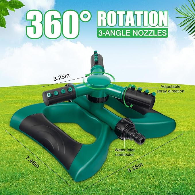 Sprinkler for Yard, Rotating Water Garden Sprinkler for Large Area Coverage, Lawn and Yard Sprinklers