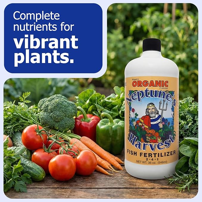 Neptune's Harvest Fish Fertilizer (2-4-1) - 36oz Bottle - Organic Liquid Plant Fertilizer - Fish Hydrolysate for Vegetables, Flowers, Fruit, Trees, Grass - Indoor and Outdoor Plant Food