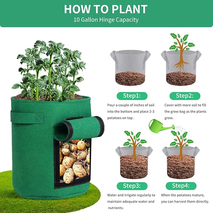 SILKIR W Grow Bags, 7 Gallon, Green
