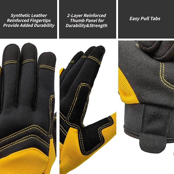 Safety Work Gloves for Men&Women,Utility Working Gloves,Mechanic Gloves,Yard Work Gloves,Performance Fit,Touchscreen