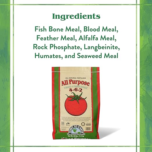 Down To Earth All Natural Fertilizers Organic All Purpose Tomato & Vegetable Mix - Plant Food for Tomatoes, Peppers, Herbs and Flowers 4-6-2, 40 lb