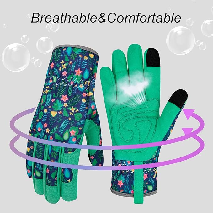 Leather Gardening Gloves for Women Thorn Proof Garden Gloves Touch Screen Working Gloves Gifts,M