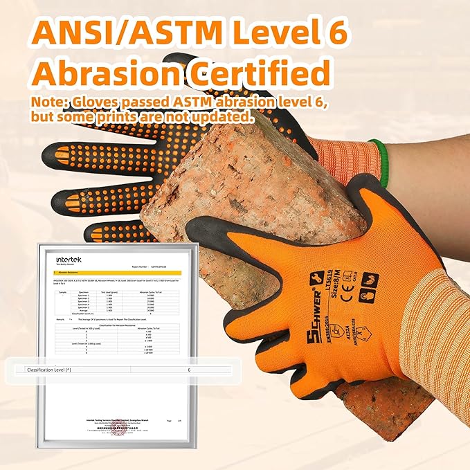 Schwer 24 Pairs Safety Work Gloves MicroFoam Nitrile Coated, Certified Level 6 Abrasion Resistant Gardening Gloves with MicroDot Grip, Touchscreen, General A1 Cut Resistant Glove, LT5619, S