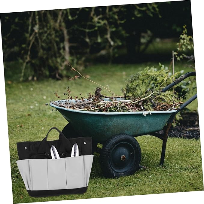 STOBOK Gardening Tool Storage Bag Oxford Cloth Organizer Portable Handle Multi-Pocket Design for for Garden Tools