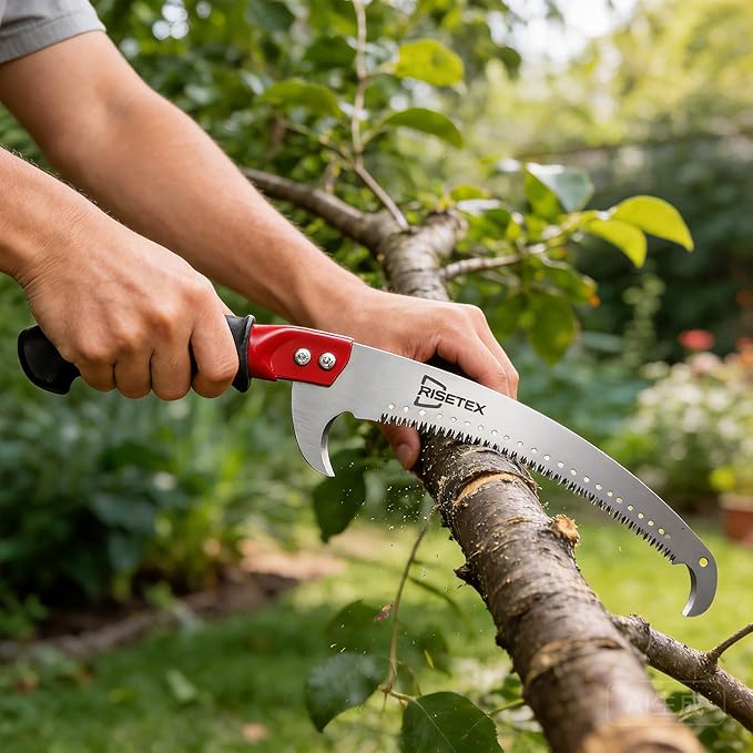 RISETEX Pole Saws for Tree Trimming 11.8 FT, Manual Pruning Saw with Manganese Steel Blade, Long Reach Branch Cutter Pole Pruner, Lightweight Tree Trimmer for Yard Garden Forestry