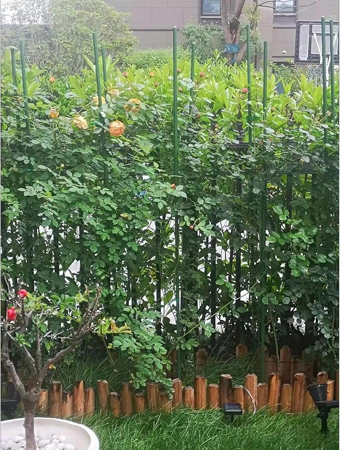 G-LEAF Garden Stakes 4 ft Plastic Coated Steel Tube Sturdy Metal Plant Sticks for Tomato,Cucumber,Bean,Tree,Pack of 25