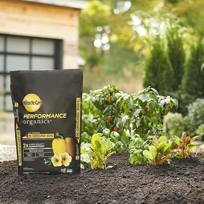 Miracle-Gro 60 Pack Performance Organics All Purpose In-Ground Garden Soil with Organic and Natural Ingredients, Feeds Vegetables, Flowers and Herbs for Up to 3 Months, 1.3 cu. ft.