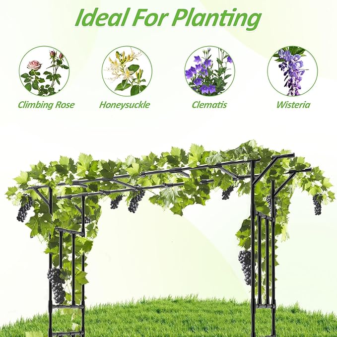 Garden Arch Trellis - 78.7" L×85.4" H Flat Top Garden Arch, Sturdy and Rustproof Garden Arch Trellis for Climbing Plants Outdoor, Arbor Trellis for Backyard, Patio, Lawn, Wedding