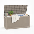 ROJIK Outdoor Storage Housing Deck Box - Waterproof Patio Furniture, Garden Tools, Cushions, Pool Accessories Storage Bench with Lockable Lid and Side Handles (Grey 110 Gal)