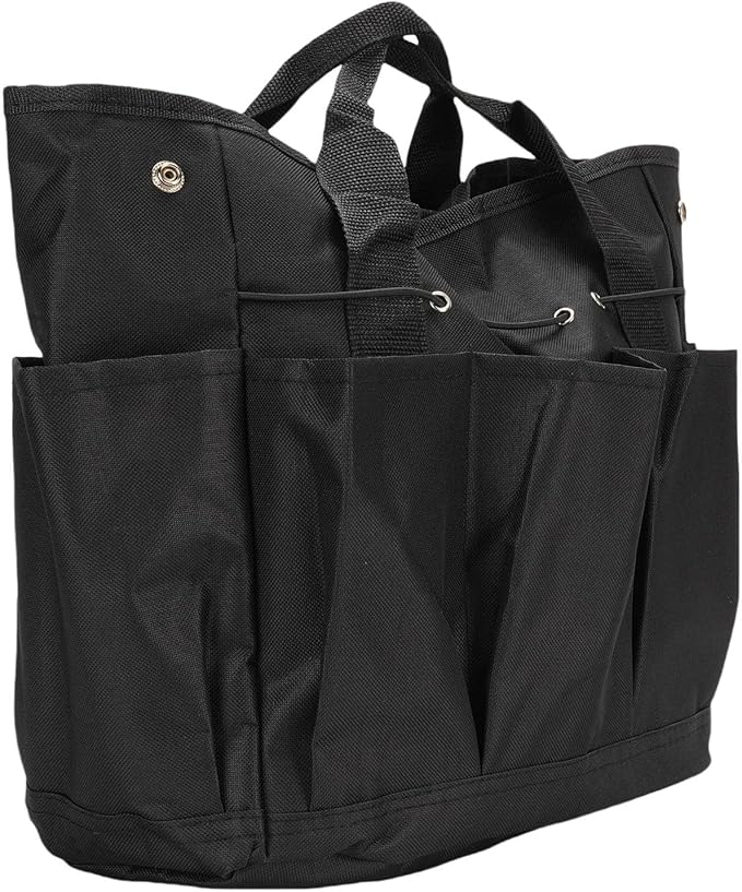 Garden Tool Organizer, Heavy Duty Oxford Cloth with Multiple Pockets Garden Tool Caddy, Storage Bag with Elastic Straps and Rainproof Design for Men and Women (Black)