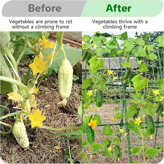 Cucumber Trellis for Raised Bed, U-Shape Garden Trellis for Climbing Plants Outdoor, Metal Arch Trellis for Vegetables, Plant Support for Tomato, Pea, Zucchini(31.5" L×30" W×47.2" H-Small)