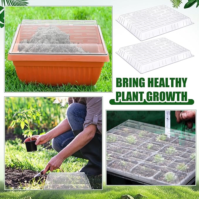 20 Pack Clear Plastic Humidity Domes for Seed Starting 13.7 x 10.5 x 1.2 Inches Transparent Grow Covers for Seed Starter Plant Trays Covers for Germination and Garden Growing