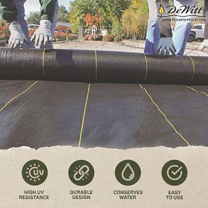 Dewitt 3-Pack Pro-5 Weed Barrier Fabric 5 oz, 4 x 250 Feet – Heavy-Duty Woven Landscape Ground Cover Mat for Raised Garden Bed, Greenhouse Gardening, Outdoor Landscaping, and Commercial Planting