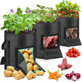 MJZ 3 Pack 15 Gallon Potato Grow Bags with Harvest Observation Windows, 380G Thickened Potato Bags for Growing Potatoes, Heavy Duty Nonwoven Fabric Garden Growing Containers to Grow Vegetable Tomatoes