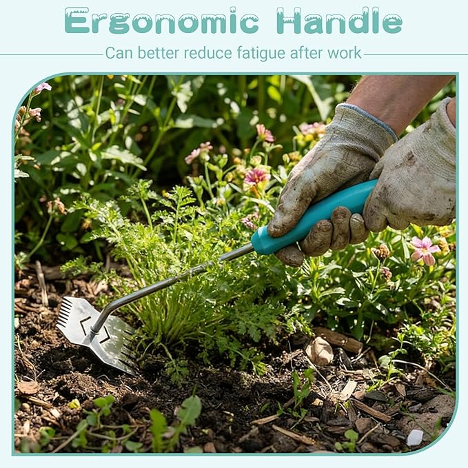 Garden Weed Tool,2026 Portable Gardening Tools,Adopting Ergonomic Handle Design,Stainless Steel Weeding Tools,Hand Weeder Tool Suitable for Farm Planting,Gardening(Blue Handle)
