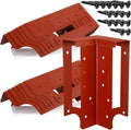 12 Pack Raised Garden Bed Corner Brackets with Securing Lip Fits Lumber up to 2" x 12" Metal Garden Corner Bracket for Wood Frame Bed 4.7" L x 2" W x 10.5" H (Sand Red)