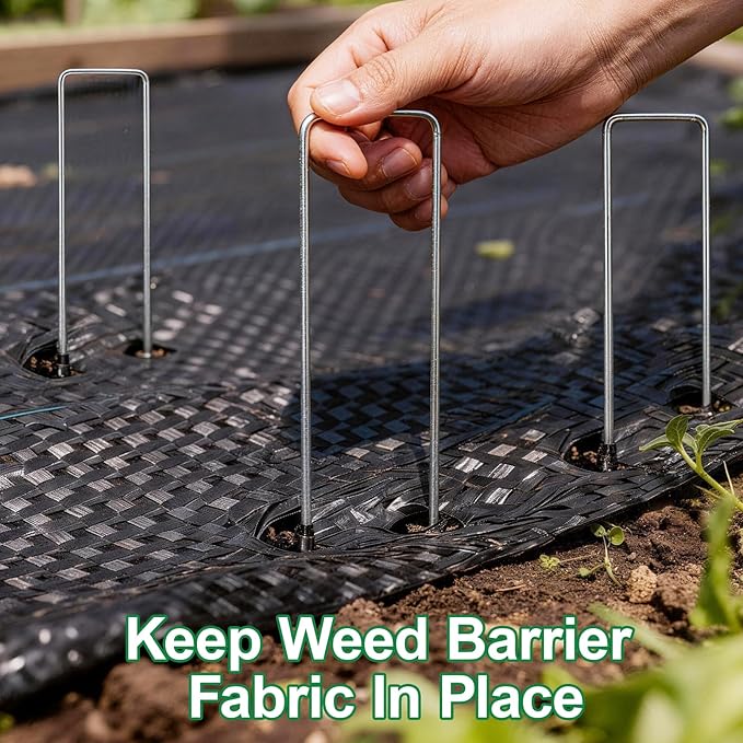 50 Pack Landscape Staples Galvanized - 6 Inch 11 Gauge Plant Cover Stakes for Securing Weed Barrier Fabric, Lawn Staples Tent Stakes Garden Stakes Fence Stakes Landscaping Fabric Ground Stakes