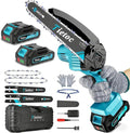 Mini Chainsaw Cordless, 8 Inch & 6 Inch Portable Electric Chainsaw,Battery Powered Handheld Power Chain Saw with 2 Batteries and Auto Oil,for Tree Trimm,Cutting Wood,Garden Tool,Gift for Men Women