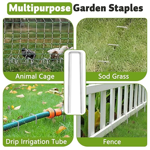 Heavy Duty 8 Inch Galvanized Landscape Staples, 25 Pack, 8 Gauge Garden Metal Stakes, Ideal for Weed Barrier, Drip Irrigation, Landscape Fabric, Lawn Securing