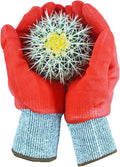 Durable Gardening Gloves for Men, Heavy Duty Nitrile Garden Gloves, Double Coated Work Gloves, Cut Resistant, Puncture Proof, Touch Screen (Red, Medium)