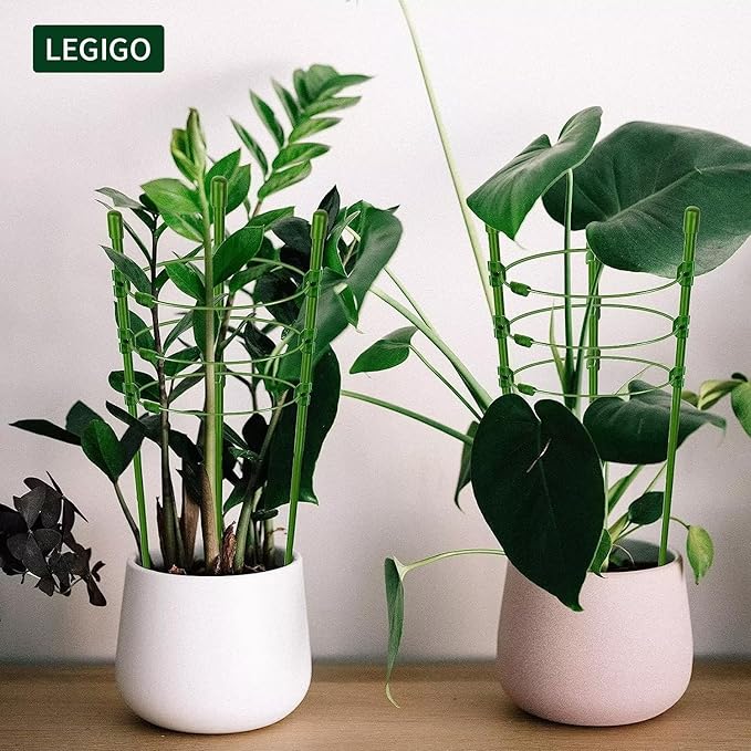 Legigo 3 Packs Plant Support Cages Tomato Cage for Garden- 18 Inch Adjustable Garden Cucumber Trellis Plant Stakes, Trellis Support Rings for Climbing Plants, Pots, Indoor Plants with 10 Plant Clips