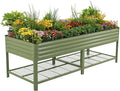 Raised Garden Bed, 3' x 8' Elevated Outdoor Planters Boxes with Legs & Storage Rack for Patio, 2000+ Lbs Weight Capacity, Raised Beds for Gardening Herbs Vegetables Flowers, Olive Green