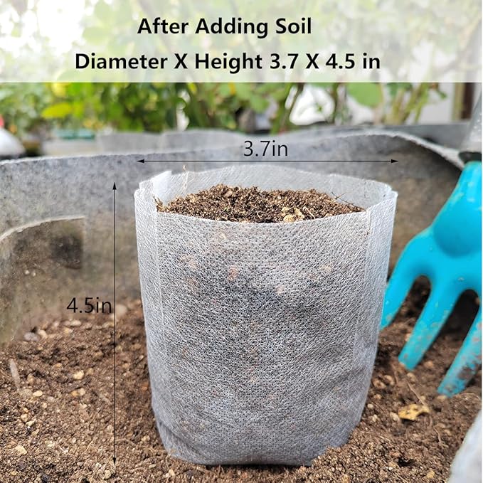 Belit Nursery Growing Bags, 100 Pcs Fabric Seedling Pots Non-Woven Pouch for Gardening Seed Plant Bag, Potato, Flower, Tomato Plant Starts (5.7" x 5.7 ")