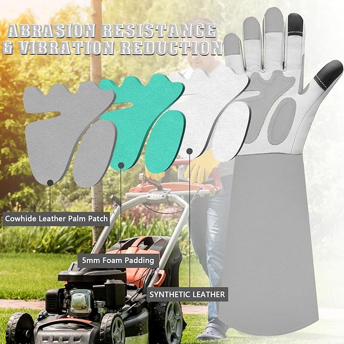 Long-Gardening-Gloves for Women/Men - Thorn Proof Rose Pruning Gloves Heavy Duty Gauntlet, Best Garden Gifts for Gardener-M