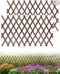2 Pack Expandable Wooden Lattice Fence Panel, 2.2 x 5.2 Ft Wood Garden Trellis for Climbing Plants, Outdoor Privacy Fence Wall for Ivy Rose Vine, Patio Yard Balcony Decor
