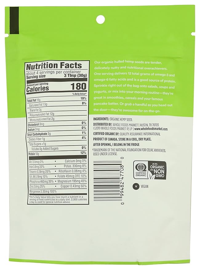 365 by Whole Foods Market, Organic Hemp Seed, 4 Ounce