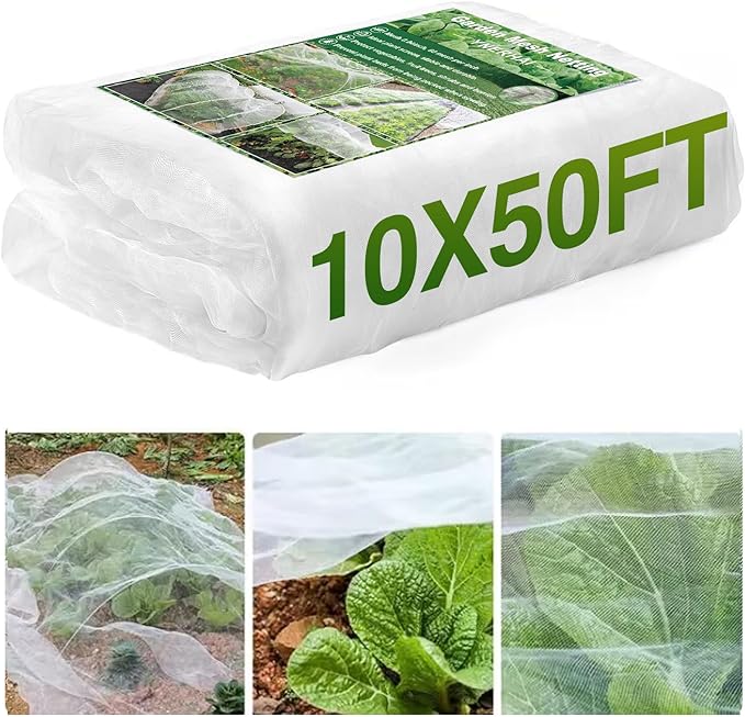 10 X 50FT Garden Mesh Netting Barrier,Fruit Tree Plant Netting for Vegetable Blueberry Bushes Plant Row Cover Screen Protection