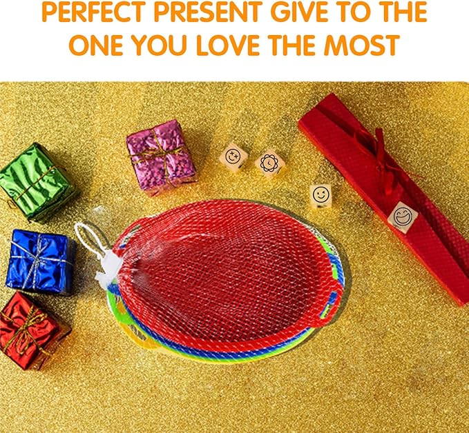 Sand Sifters Sieve for The Beach Sand Toys (Red, Blue, Yellow & Green) Complete Gift Set Bundle-8 Pack(8.75x 9.75in)