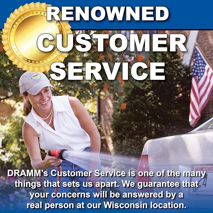 Dramm Revolver Heavy Duty Metal Garden Hose Nozzle – 9 Spray Patterns, High Pressure Jet, Thumb-Control Flow, Ergonomic Grip – Yellow