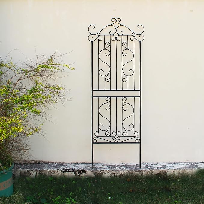 1 Pack 59" H x 22" W Garden Trellis for Climbing Plants Outdoor Plant Climbing Rose Trellis Iron Trellis Ivy Cucumbers Decorative Metal Black