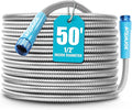 Aqua Joe AJSGH50 Stainless-Steel Garden Hose, Kink-Free Hose, 300 PSI Max, 50 Feet Long