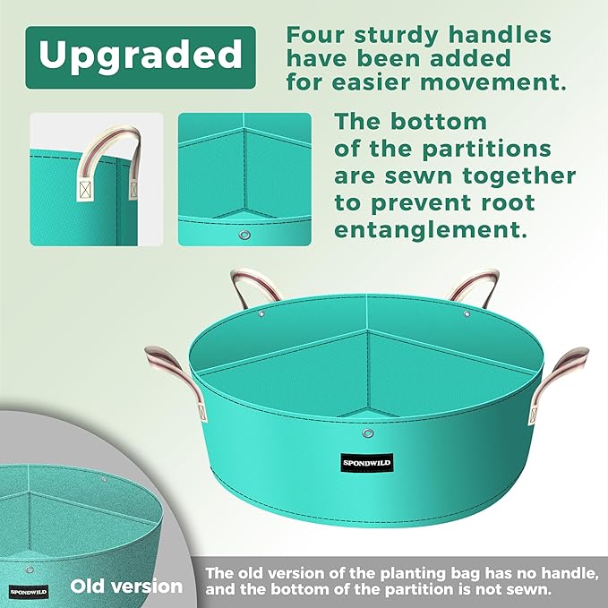2 Pack 100 Gallon 3 Compartment Potato Grow Bag,Vegetable Growing BagThickened PE Garden Pots with Drainage Holes Branch-Binding Holes, Reusable Plant Bag for Vegetables、Flowers