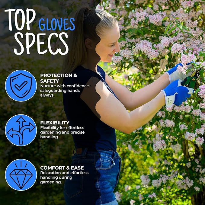 WESTWOOD FOX Gardening Gloves for Women Leather Thorn Safety Garden Heavy Duty Work Gloves Men Women Gardener Non-Slip Rigger