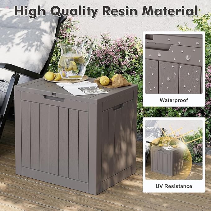 32 Gallon Outdoor Storage Box, Resin Deck Boxes Outdoor Waterproof For Patio Furniture, Garden Tools, Pool Supplies, Lockable And UV Resistant (a Set of 2,Striped Gray)