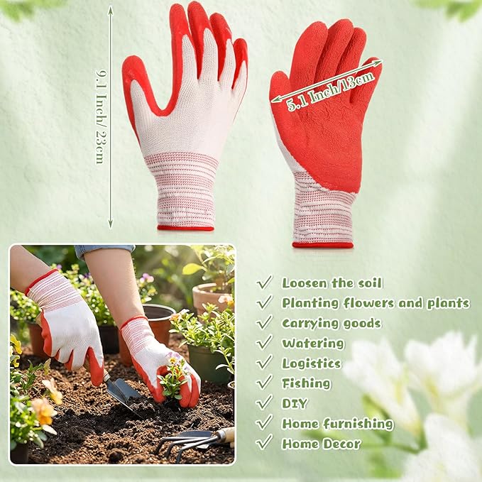 6 Pairs Gardening Gloves Bulk for Women Breathable Rubber Coated Yard Garden Gloves Ladies Outdoor Protective Work with Grip