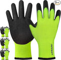 Kebada T3 Winter Work Gloves for Men and Women, Warm Knit Cold Weather Work Gloves, Thermal Insulated Freezer Gloves, 100% Latex Coating Non-slip Grip, Long Wrist Design, 3 Pairs, Green, Large